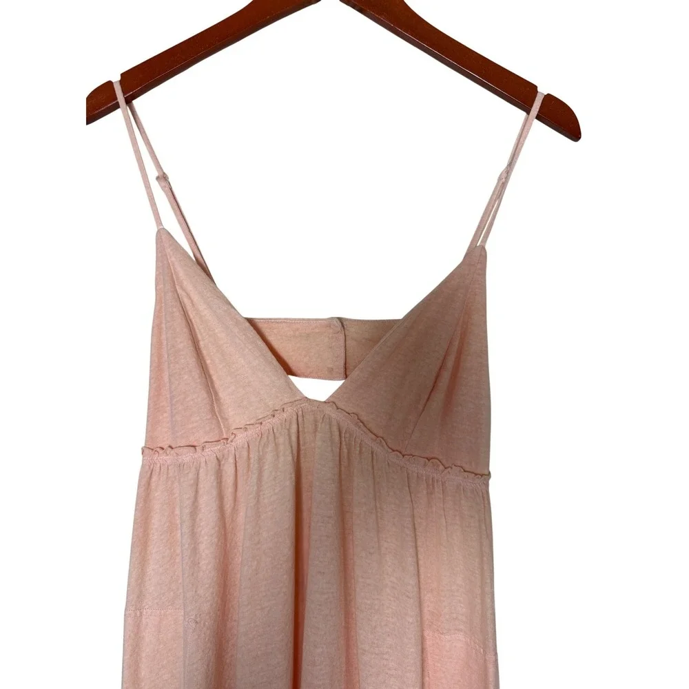 Free‎ People Beach Peach Organic Cotton Linen Maxi Dress High-Low Size S Coastal